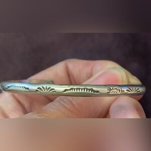 Vintage Native Stackable Floral Sterling Cuff Bracelet Signed M 8.18 grams